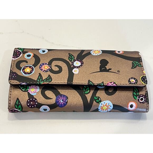 NEW St Jude Rose Metallic Gold Trifold Travel Jewelry Case Pouch Flower Vine - Picture 1 of 9